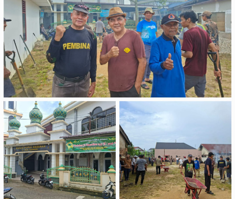 Jelang Hari Raya Kurban 1447 H, Pengurus Masjid Nurul Hasanah Tangkerang Barat Sterilkan Tempat Pemotongan Sapi 1 Hari Raya