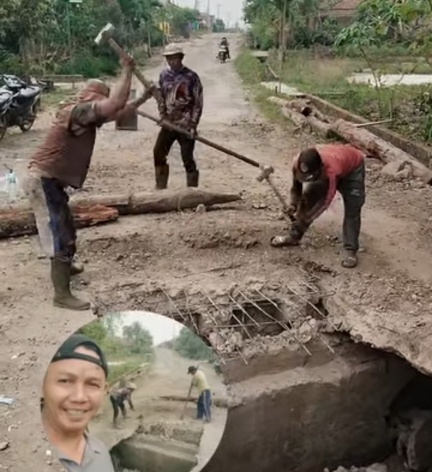 Pemkab Way Kanan Abaikan Keluhan Warga Kampung Pisang Indah Swadaya Perbaiki Jembatan 1 Pisang indah
