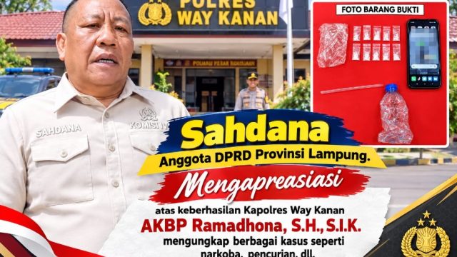 Sahdana Apresiasi Kinerja Kapolres Way Kanan Banyak Ungkap Kasus